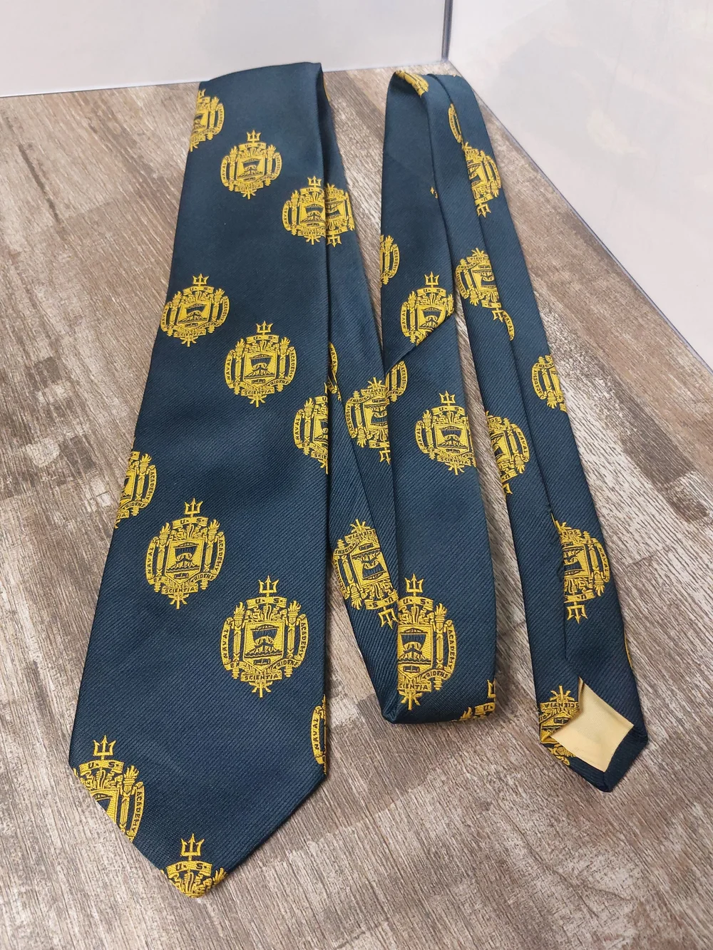 Navy Blue Us Naval Academy Tie with Gold Crest Emblem